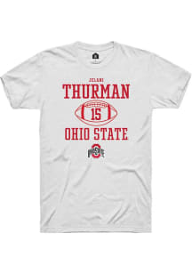 Jelani Thurman  Ohio State Buckeyes White Rally NIL Sport Icon Short Sleeve T Shirt