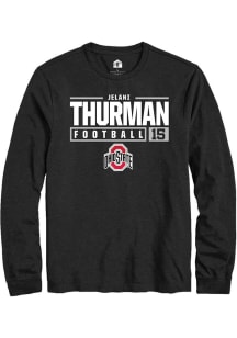 Jelani Thurman  Ohio State Buckeyes Black Rally NIL Stacked Box Long Sleeve T Shirt