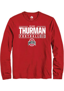 Jelani Thurman  Ohio State Buckeyes Red Rally NIL Stacked Box Long Sleeve T Shirt