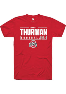 Jelani Thurman  Ohio State Buckeyes Red Rally NIL Stacked Box Short Sleeve T Shirt