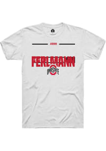 John Ferlmann  Ohio State Buckeyes White Rally NIL Stacked Box Short Sleeve T Shirt