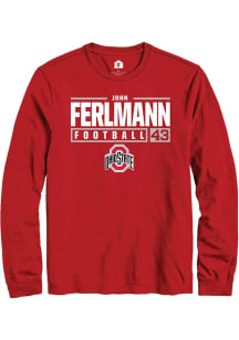 John Ferlmann  Ohio State Buckeyes Red Rally NIL Stacked Box Long Sleeve T Shirt