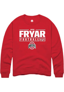 Josh Fryar  Rally Ohio State Buckeyes Mens Red NIL Stacked Box Long Sleeve Crew Sweatshirt