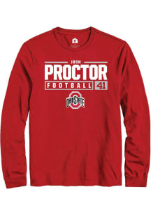 Josh Proctor  Ohio State Buckeyes Red Rally NIL Stacked Box Long Sleeve T Shirt