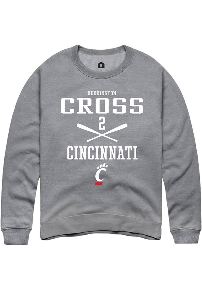 Kerrington Cross Rally Cincinnati Bearcats Mens Grey NIL Sport Icon Long Sleeve Crew Sweatshirt