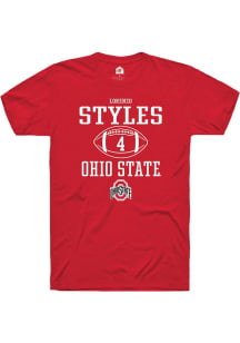 Lorenzo Styles Red Ohio State Buckeyes NIL Sport Icon Short Sleeve T Shirt