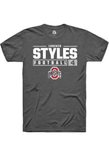 Lorenzo Styles Dark Grey Ohio State Buckeyes NIL Stacked Box Short Sleeve T Shirt