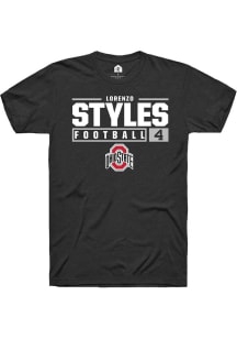 Lorenzo Styles Black Ohio State Buckeyes NIL Stacked Box Short Sleeve T Shirt
