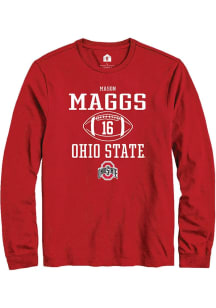 Mason Maggs  Ohio State Buckeyes Red Rally NIL Sport Icon Long Sleeve T Shirt