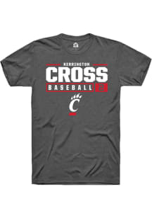 Kerrington Cross  Cincinnati Bearcats Dark Grey Rally NIL Stacked Box Short Sleeve T Shirt