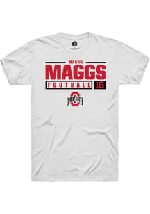 Mason Maggs  Ohio State Buckeyes White Rally NIL Stacked Box Short Sleeve T Shirt