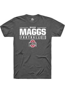 Mason Maggs  Ohio State Buckeyes Dark Grey Rally NIL Stacked Box Short Sleeve T Shirt