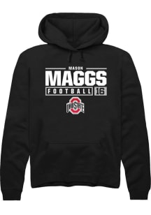 Mason Maggs  Rally Ohio State Buckeyes Mens Black NIL Stacked Box Long Sleeve Hoodie