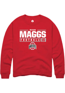 Mason Maggs  Rally Ohio State Buckeyes Mens Red NIL Stacked Box Long Sleeve Crew Sweatshirt