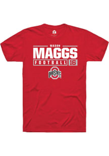 Mason Maggs  Ohio State Buckeyes Red Rally NIL Stacked Box Short Sleeve T Shirt