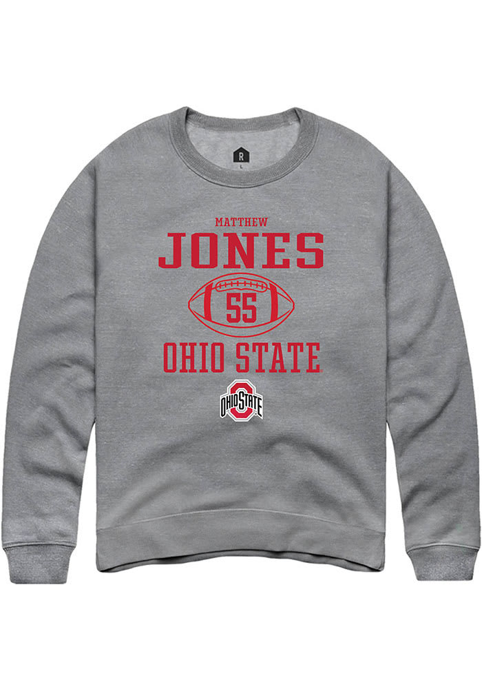 Matthew Jones  Rally Ohio State Buckeyes Mens Graphite NIL Sport Icon Long Sleeve Crew Sweatshir..