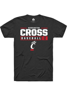 Kerrington Cross  Cincinnati Bearcats Black Rally NIL Stacked Box Short Sleeve T Shirt