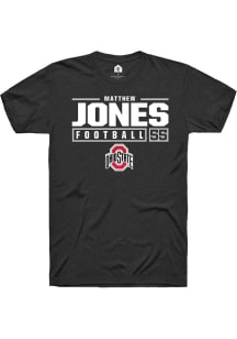 Matthew Jones  Ohio State Buckeyes Black Rally NIL Stacked Box Short Sleeve T Shirt