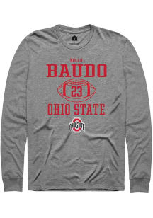 Nolan Baudo  Ohio State Buckeyes Grey Rally NIL Sport Icon Long Sleeve T Shirt