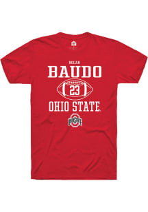 Nolan Baudo  Ohio State Buckeyes Red Rally NIL Sport Icon Short Sleeve T Shirt