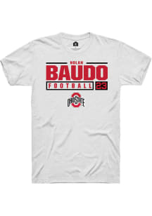 Nolan Baudo White Ohio State Buckeyes NIL Stacked Box Short Sleeve T Shirt