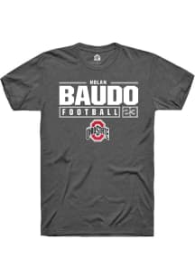 Nolan Baudo  Ohio State Buckeyes Dark Grey Rally NIL Stacked Box Short Sleeve T Shirt