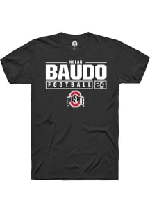 Nolan Baudo  Ohio State Buckeyes Black Rally NIL Stacked Box Short Sleeve T Shirt