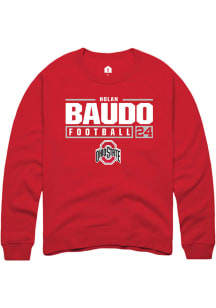 Nolan Baudo  Rally Ohio State Buckeyes Mens Red NIL Stacked Box Long Sleeve Crew Sweatshirt