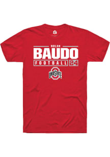 Nolan Baudo  Ohio State Buckeyes Red Rally NIL Stacked Box Short Sleeve T Shirt