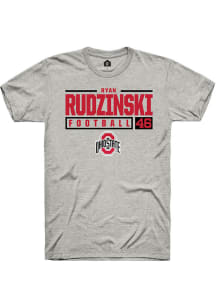Ryan Rudzinski  Ohio State Buckeyes Ash Rally NIL Stacked Box Short Sleeve T Shirt