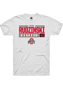 Ryan Rudzinski  Ohio State Buckeyes White Rally NIL Stacked Box Short Sleeve T Shirt