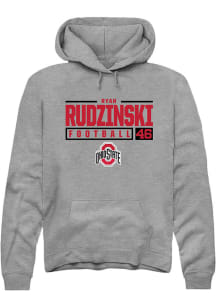 Ryan Rudzinski  Rally Ohio State Buckeyes Mens Grey NIL Stacked Box Long Sleeve Hoodie