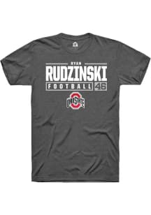 Ryan Rudzinski  Ohio State Buckeyes Dark Grey Rally NIL Stacked Box Short Sleeve T Shirt
