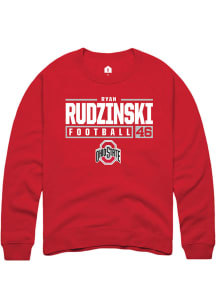 Ryan Rudzinski  Rally Ohio State Buckeyes Mens Red NIL Stacked Box Long Sleeve Crew Sweatshirt