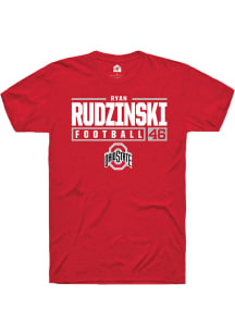 Ryan Rudzinski  Ohio State Buckeyes Red Rally NIL Stacked Box Short Sleeve T Shirt