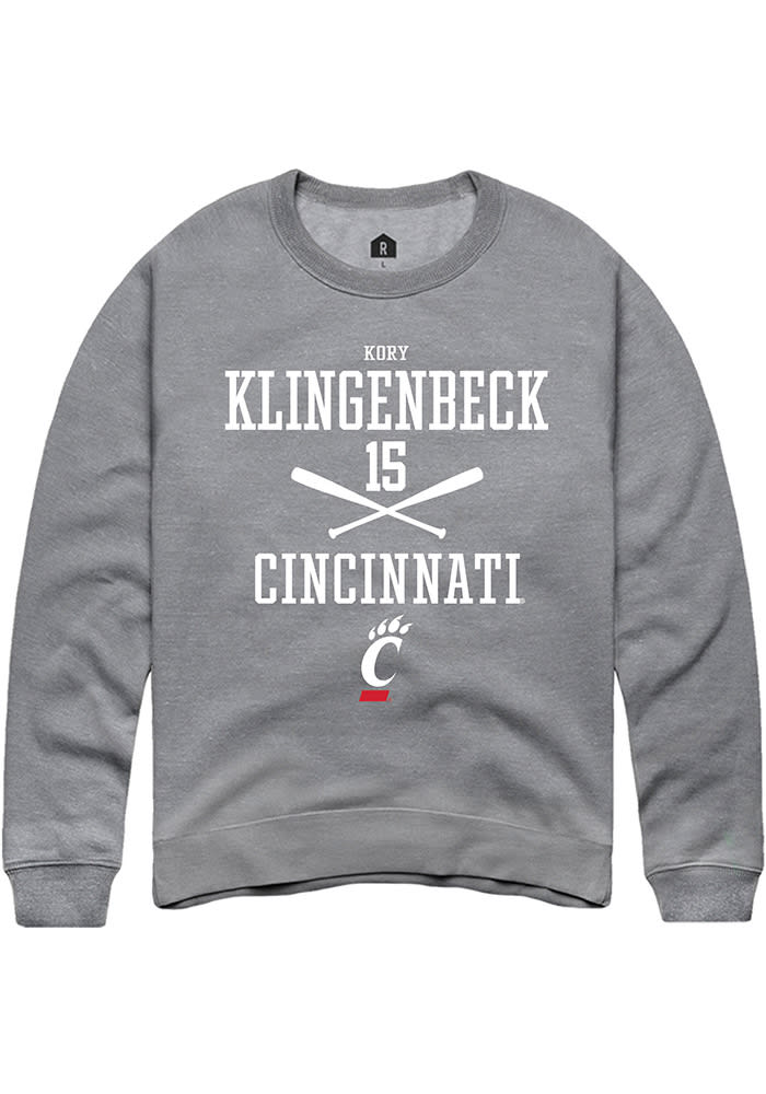 Kory Klingenbeck Rally Cincinnati Bearcats Mens Grey NIL Sport Icon Long Sleeve Crew Sweatshirt