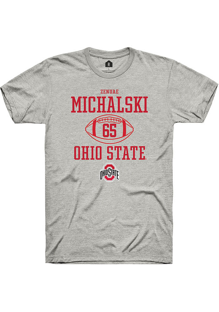 Zenuae Michalski  Ohio State Buckeyes Ash Rally NIL Sport Icon Short Sleeve T Shirt