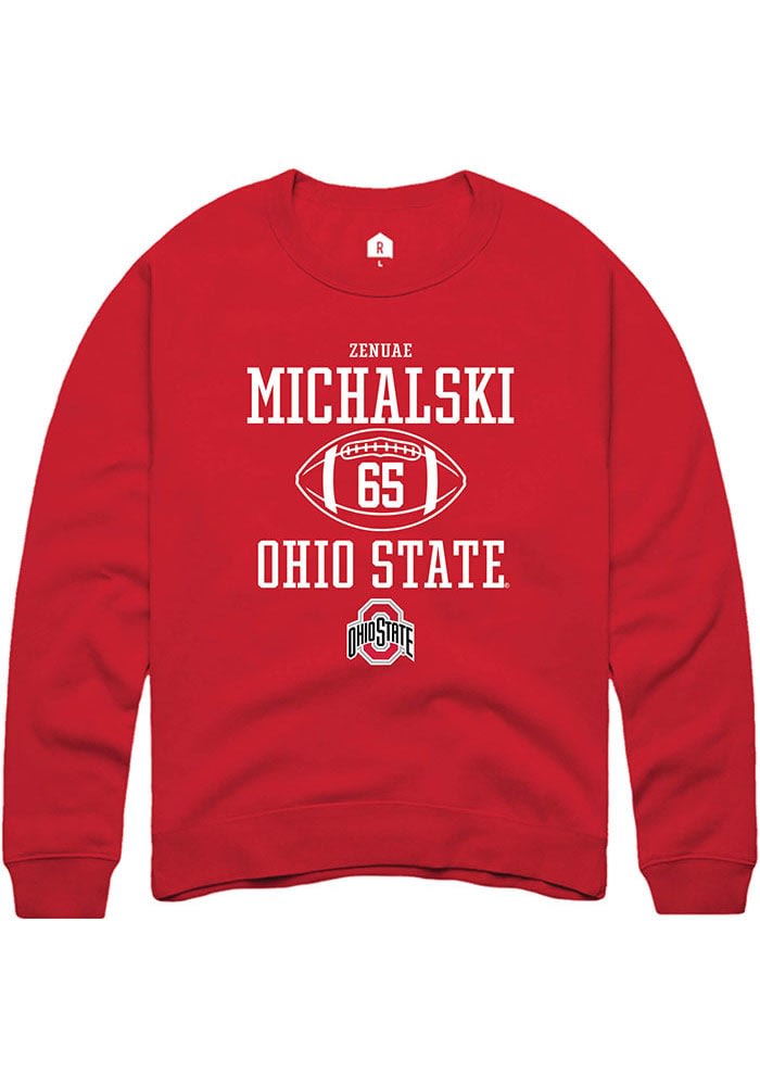 Zenuae Michalski  Rally Ohio State Buckeyes Mens Red NIL Sport Icon Long Sleeve Crew Sweatshirt