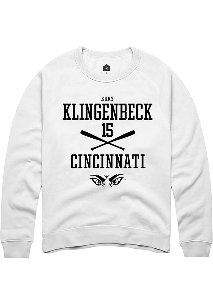 Kory Klingenbeck Rally Cincinnati Bearcats Mens White NIL Sport Icon Long Sleeve Crew Sweatshirt