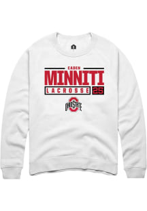 Caden Minniti  Rally Ohio State Buckeyes Mens White NIL Stacked Box Long Sleeve Crew Sweatshirt