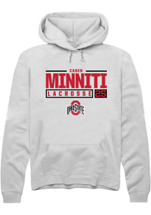 Caden Minniti  Rally Ohio State Buckeyes Mens White NIL Stacked Box Long Sleeve Hoodie