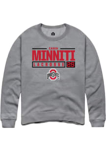 Caden Minniti  Rally Ohio State Buckeyes Mens Graphite NIL Stacked Box Long Sleeve Crew Sweatshi..