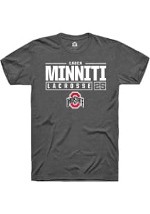 Caden Minniti  Ohio State Buckeyes Dark Grey Rally NIL Stacked Box Short Sleeve T Shirt