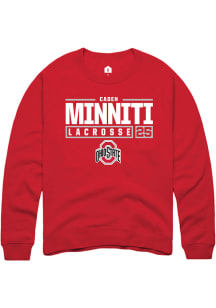 Caden Minniti  Rally Ohio State Buckeyes Mens Red NIL Stacked Box Long Sleeve Crew Sweatshirt