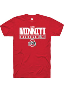 Caden Minniti  Ohio State Buckeyes Red Rally NIL Stacked Box Short Sleeve T Shirt