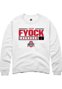 Caleb Fyock  Rally Ohio State Buckeyes Mens White NIL Stacked Box Long Sleeve Crew Sweatshirt