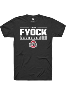 Caleb Fyock  Ohio State Buckeyes Black Rally NIL Stacked Box Short Sleeve T Shirt