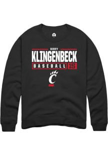 Kory Klingenbeck  Rally Cincinnati Bearcats Mens Black NIL Stacked Box Long Sleeve Crew Sweatshi..