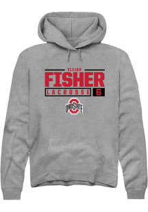 Elijah Fisher  Rally Ohio State Buckeyes Mens Grey NIL Stacked Box Long Sleeve Hoodie