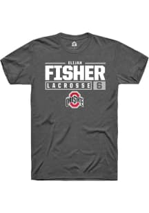 Elijah Fisher  Ohio State Buckeyes Dark Grey Rally NIL Stacked Box Short Sleeve T Shirt